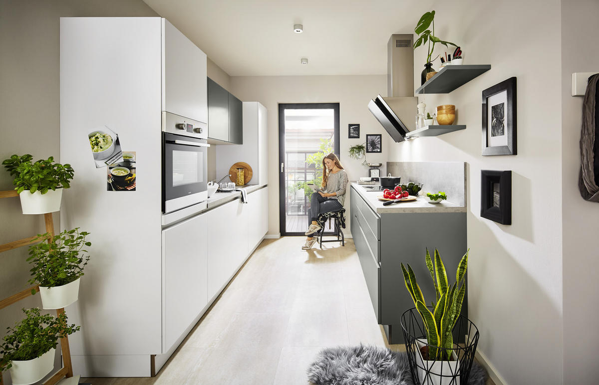 EINBAUKÜCHE MANHATTAN UNI  - Weiß/Grau, Design, Holzwerkstoff - Nolte Küchen