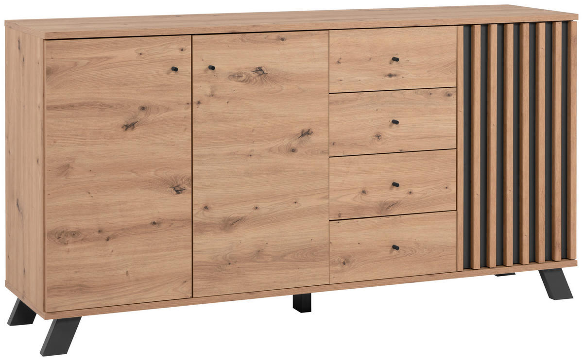SIDEBOARD Medan  in 160/85/40 cm  - Anthrazit/Schwarz, LIFESTYLE, Holzwerkstoff/Metall (160/85/40cm) - MID.YOU