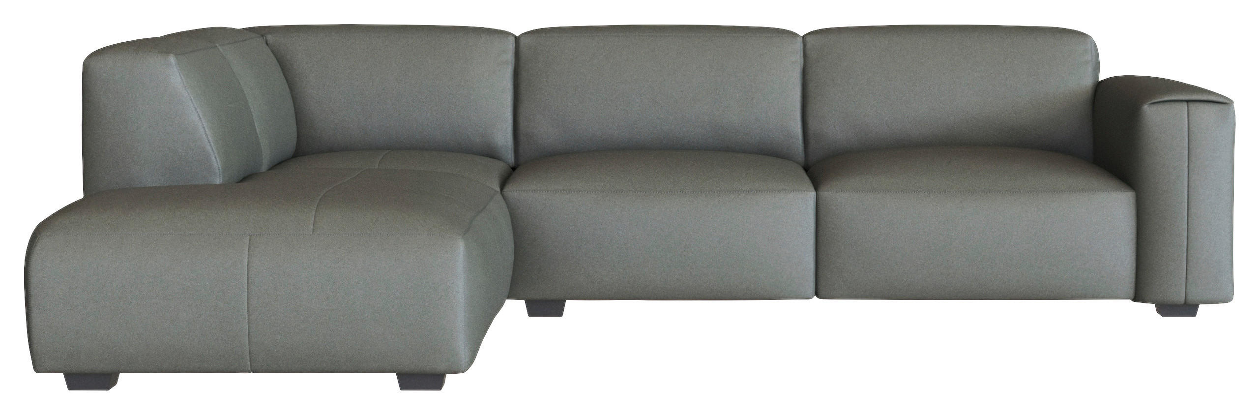 ECKSOFA Dunkelgrau Echtleder  - Dunkelgrau/Schwarz, Design, Leder/Holz (231/288cm) - Livetastic