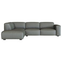 ECKSOFA Dunkelgrau Echtleder  - Dunkelgrau/Schwarz, Design, Leder/Holz (231/288cm) - Livetastic