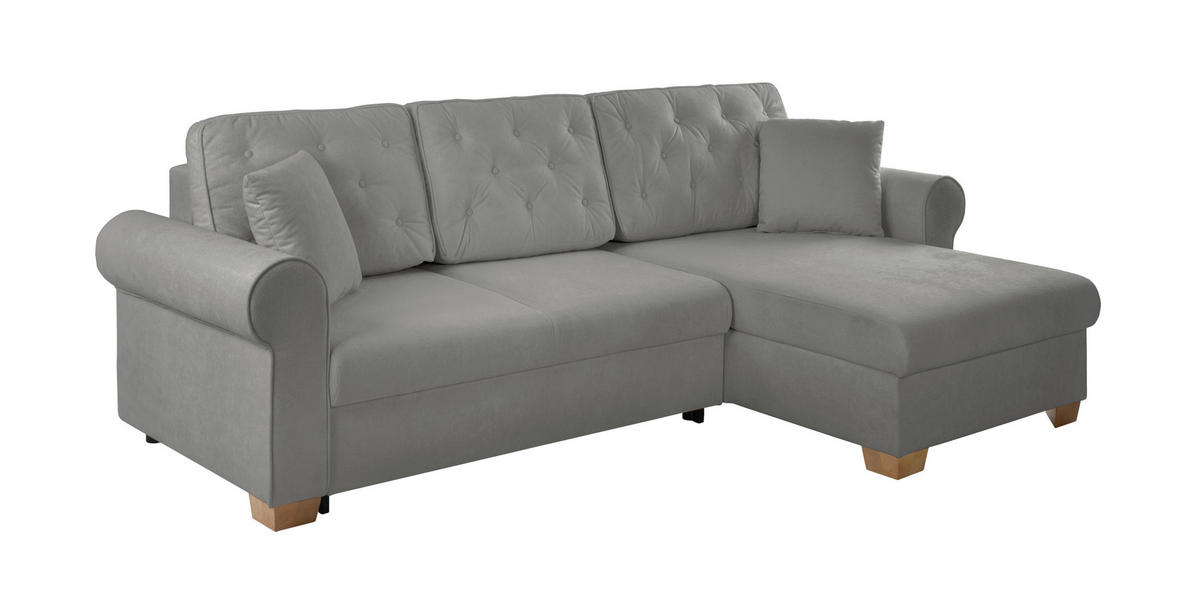 ECKSOFA Arles Grau  - Buchefarben/Grau, Design, Holz/Textil (266/161cm) - MID.YOU