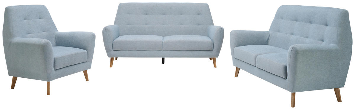 SESSEL Webstoff Blau    - Blau/Eichefarben, Design, Holz/Textil (90/105/84cm) - Carryhome