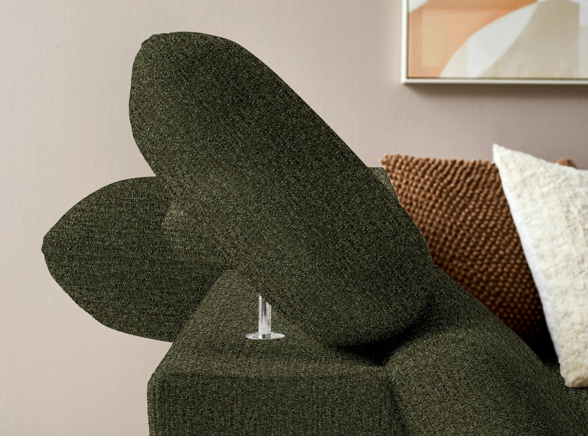 ECKSOFA in Chenille Olivgrün  - Eichefarben/Olivgrün, Modern, Holz/Textil (212/287cm) - Valnatura
