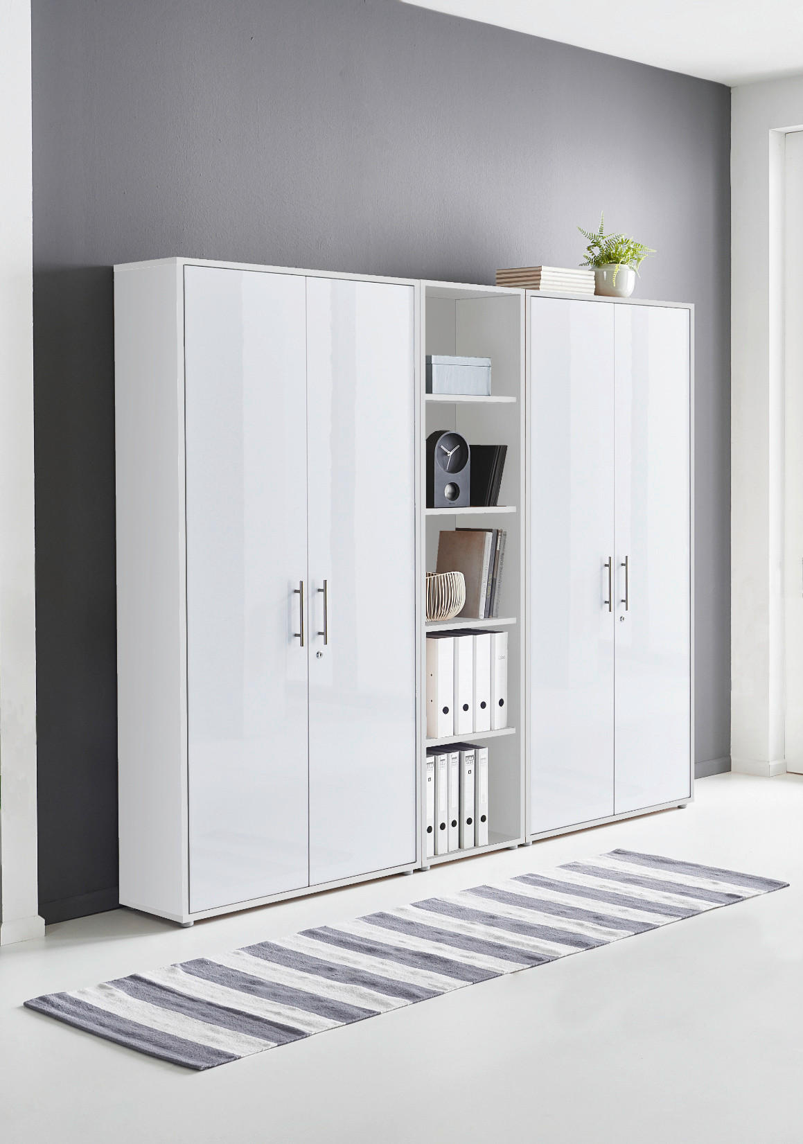 AKTENSCHRANK 212,9/185,6/33 cm  - Weiß Hochglanz/Weiß, MODERN, Holzwerkstoff (212,9/185,6/33cm) - MID.YOU