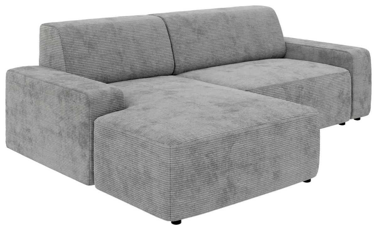 ECKSOFA in Cord Grau  - Schwarz/Grau, Modern, Kunststoff/Textil (162/246cm) - Trendmanufaktur