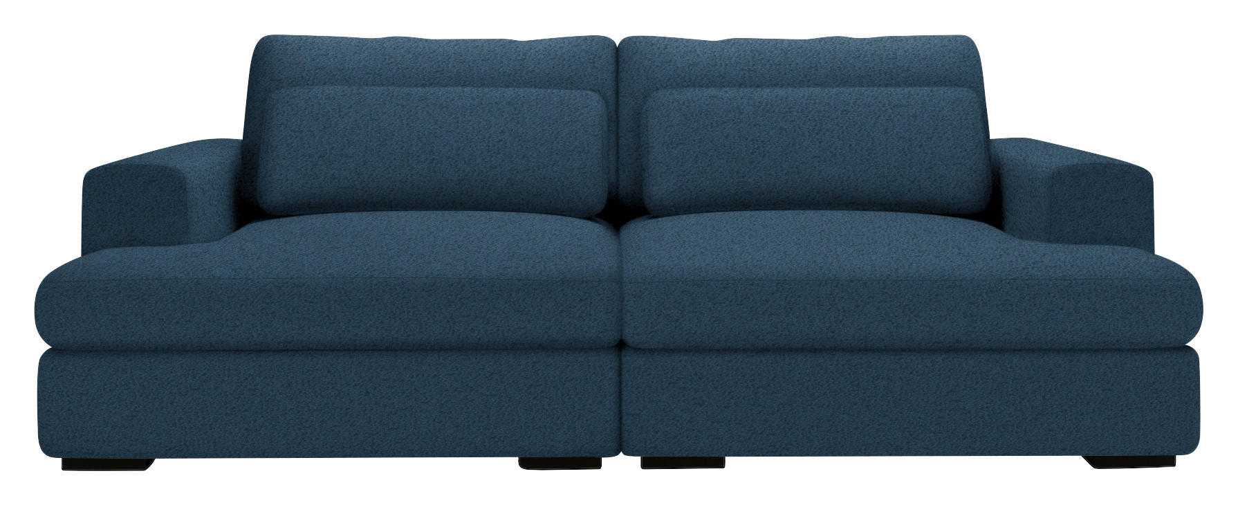 BIGSOFA in Chenille Blau  - Blau/Schwarz, Design, Textil (223/80/158cm) - Lomoco