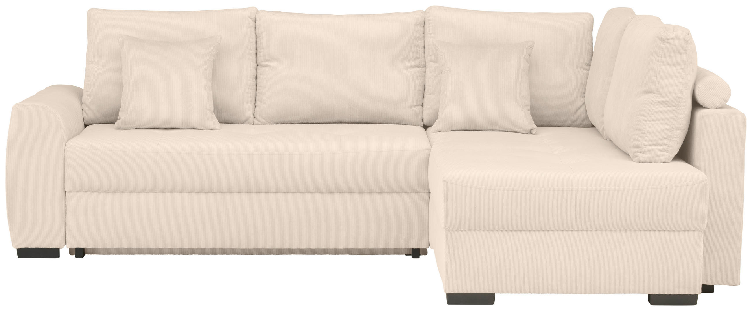 ECKSOFA inkl. Funktionen Creme Cord  - Creme/Schwarz, Design, Kunststoff/Textil (265/182cm) - Stylife