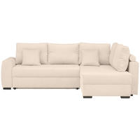 ECKSOFA inkl. Funktionen Creme Cord  - Creme/Schwarz, Design, Kunststoff/Textil (265/182cm) - Stylife