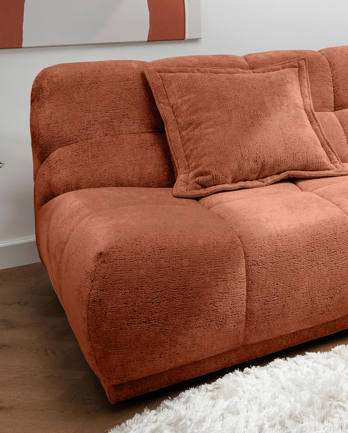 ECKSOFA Chenille Rostfarben  - Rostfarben/Schwarz, Modern, Kunststoff/Textil (254/203cm) - Livetastic