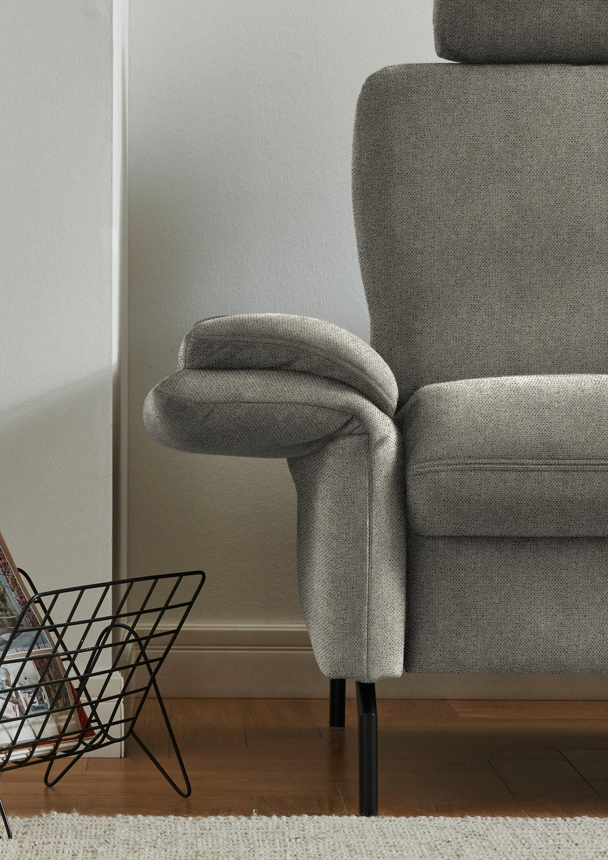 ECKSOFA in Flachgewebe Schilfgrün  241/190 cm  - Schilfgrün/Schwarz, KONVENTIONELL, Textil/Metall (241/190cm) - Beldomo Comfort