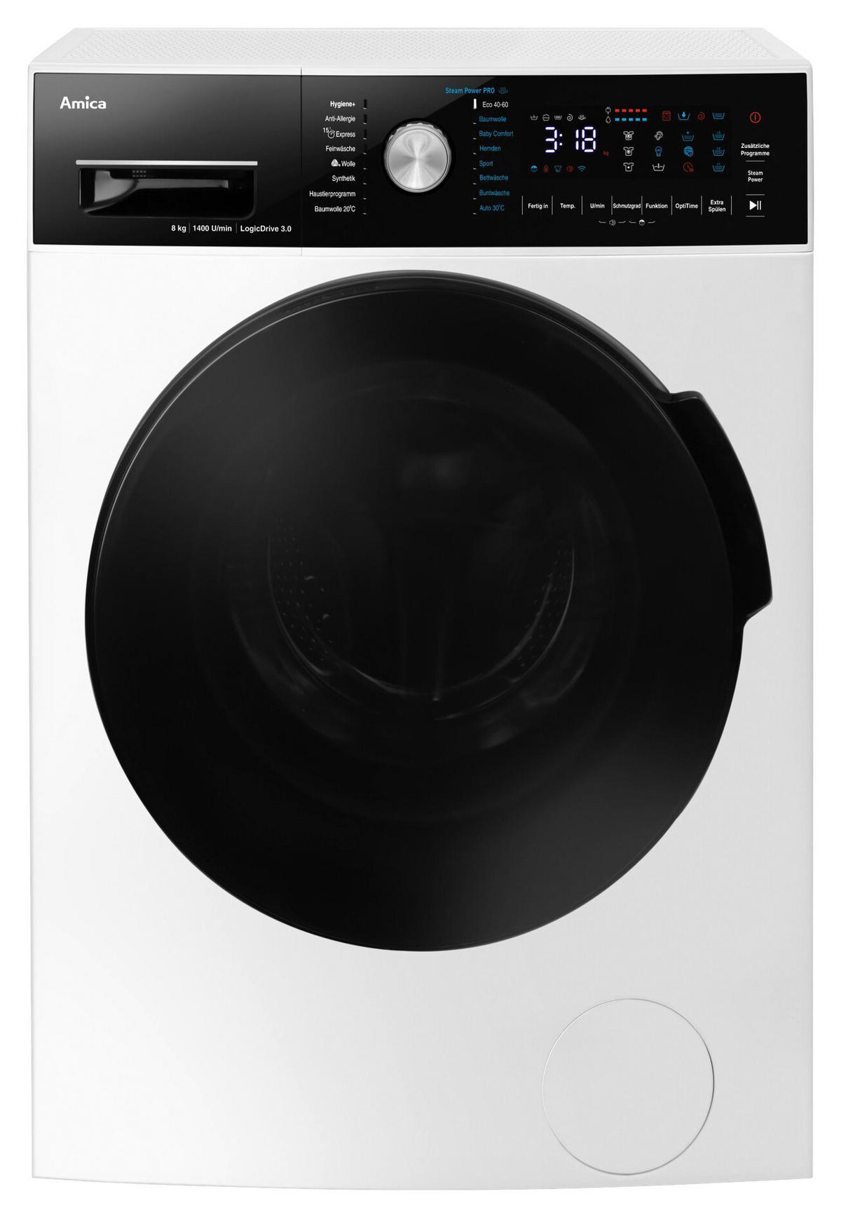 WASCHMASCHINE WA 484 091   - Schwarz/Weiß, Basics, Kunststoff/Metall (59,5/85,0/47,5cm) - Amica