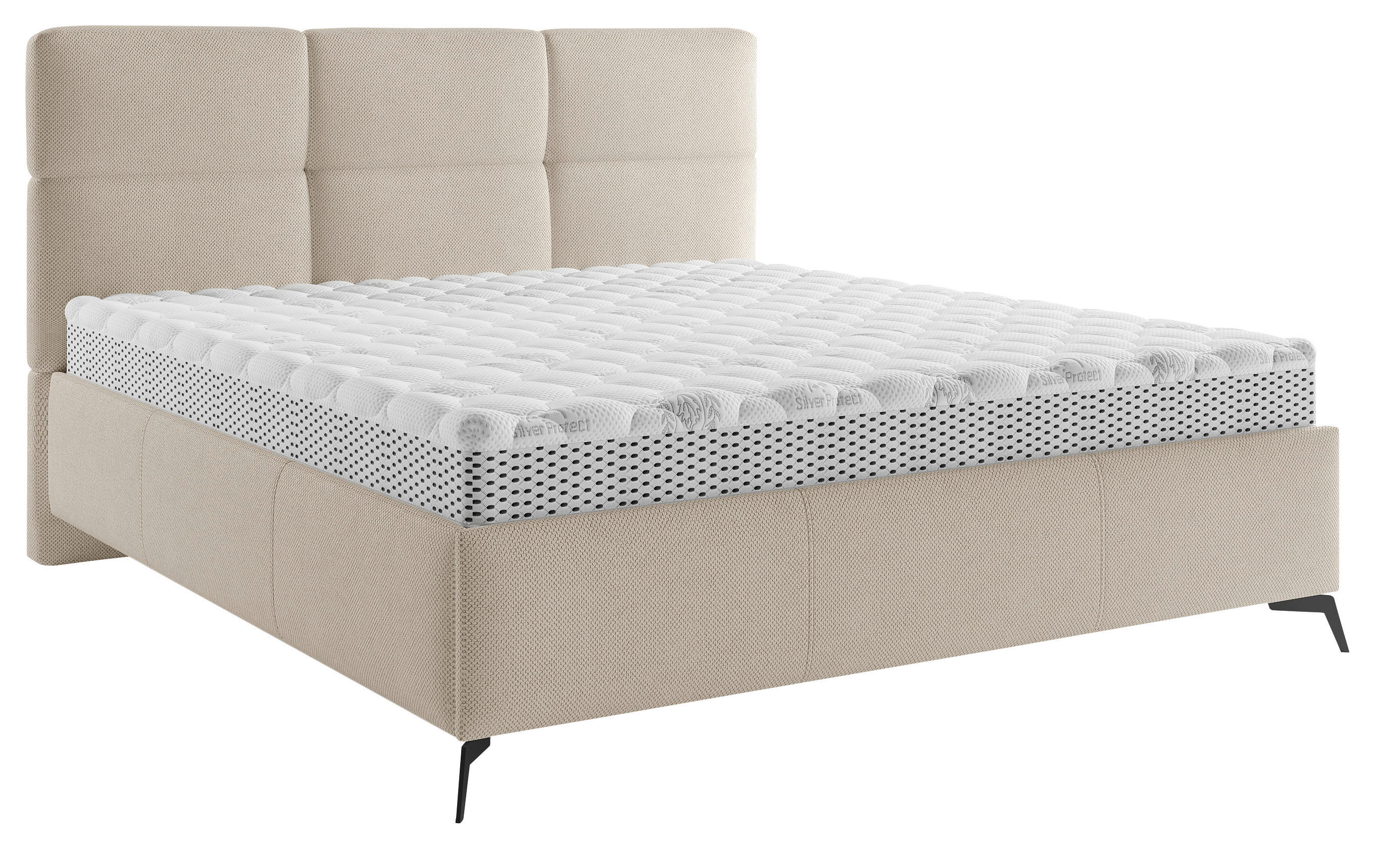 POLSTERBETT 180/200 cm  in Taupe  - Taupe/Schwarz, Modern, Holz/Textil (180/200cm) - Boxxx