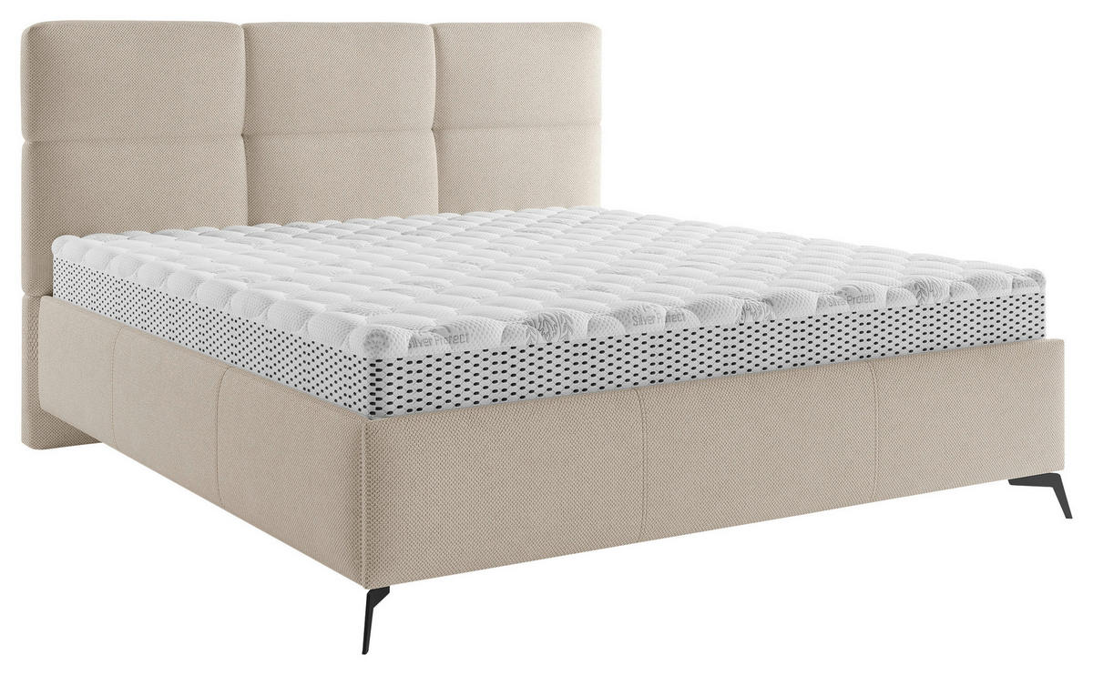 POLSTERBETT 180/200 cm  in Taupe  - Taupe/Schwarz, Modern, Holz/Textil (180/200cm) - Boxxx