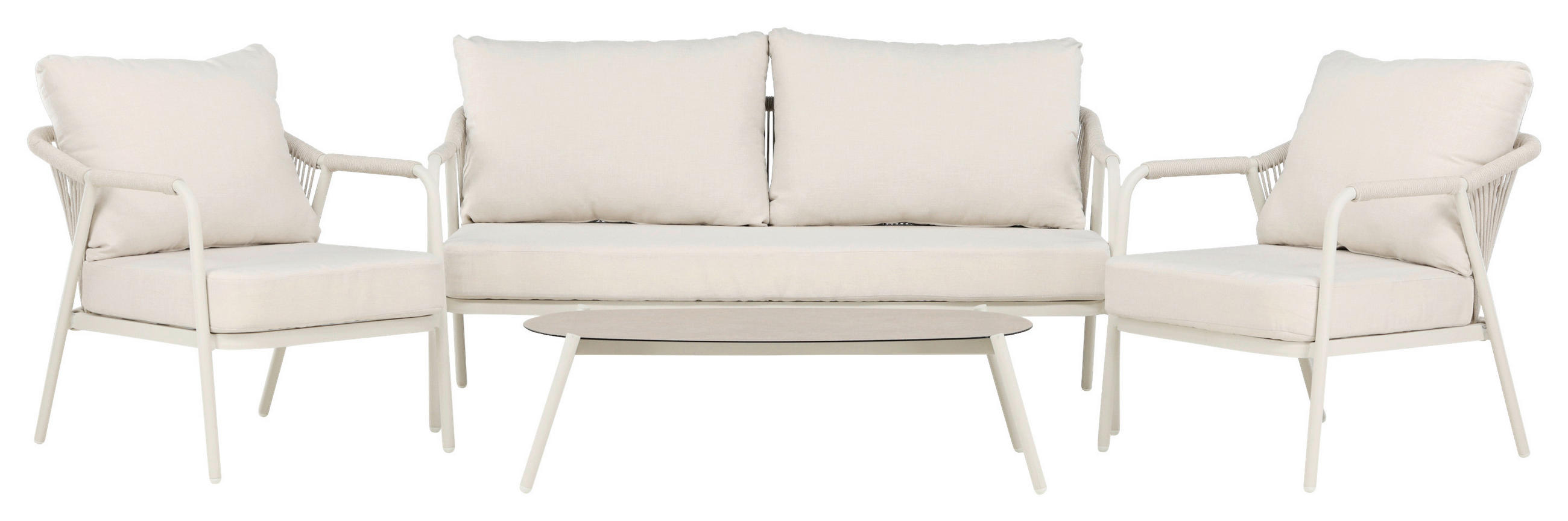 LOUNGEGRUPP 4 delar  - beige, Klassisk, metall/glas - Best Price