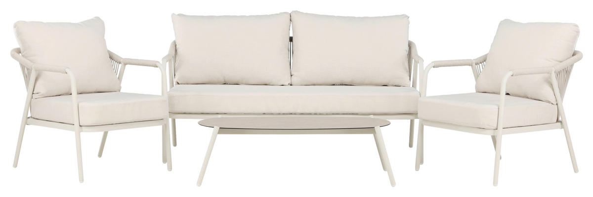 LOUNGEGRUPP 4 delar  - beige, Klassisk, metall/glas - Best Price