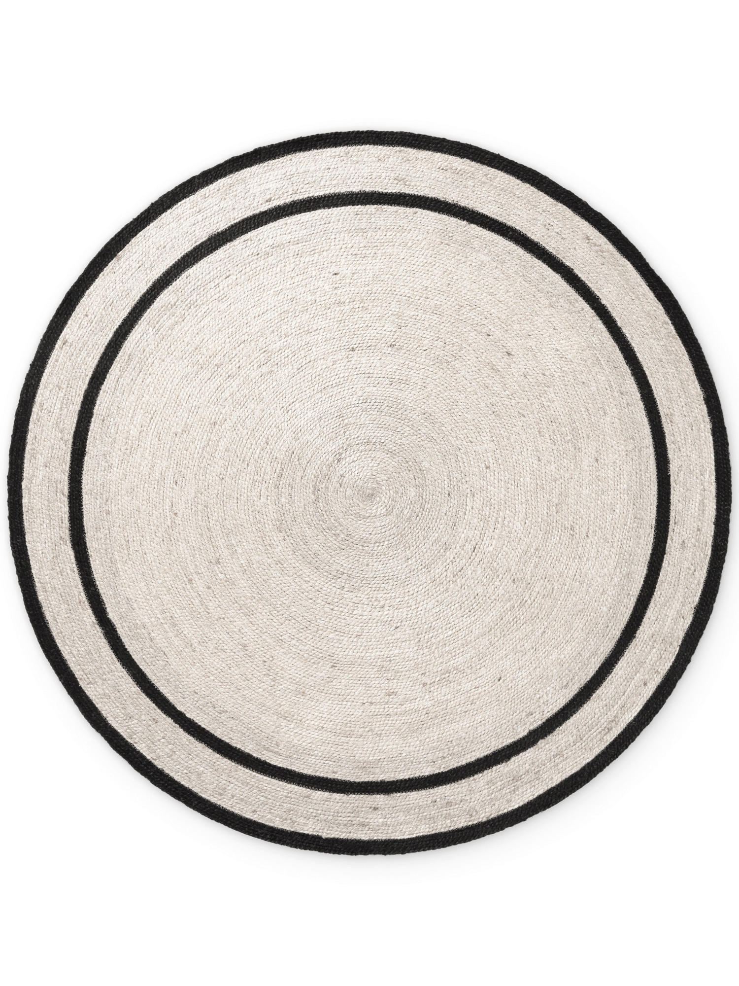 JUTETEPPICH 150 cm Jute Braided Creme, Schwarz rund  - Creme/Schwarz, Basics, Textil (150cm) - Hanse Home