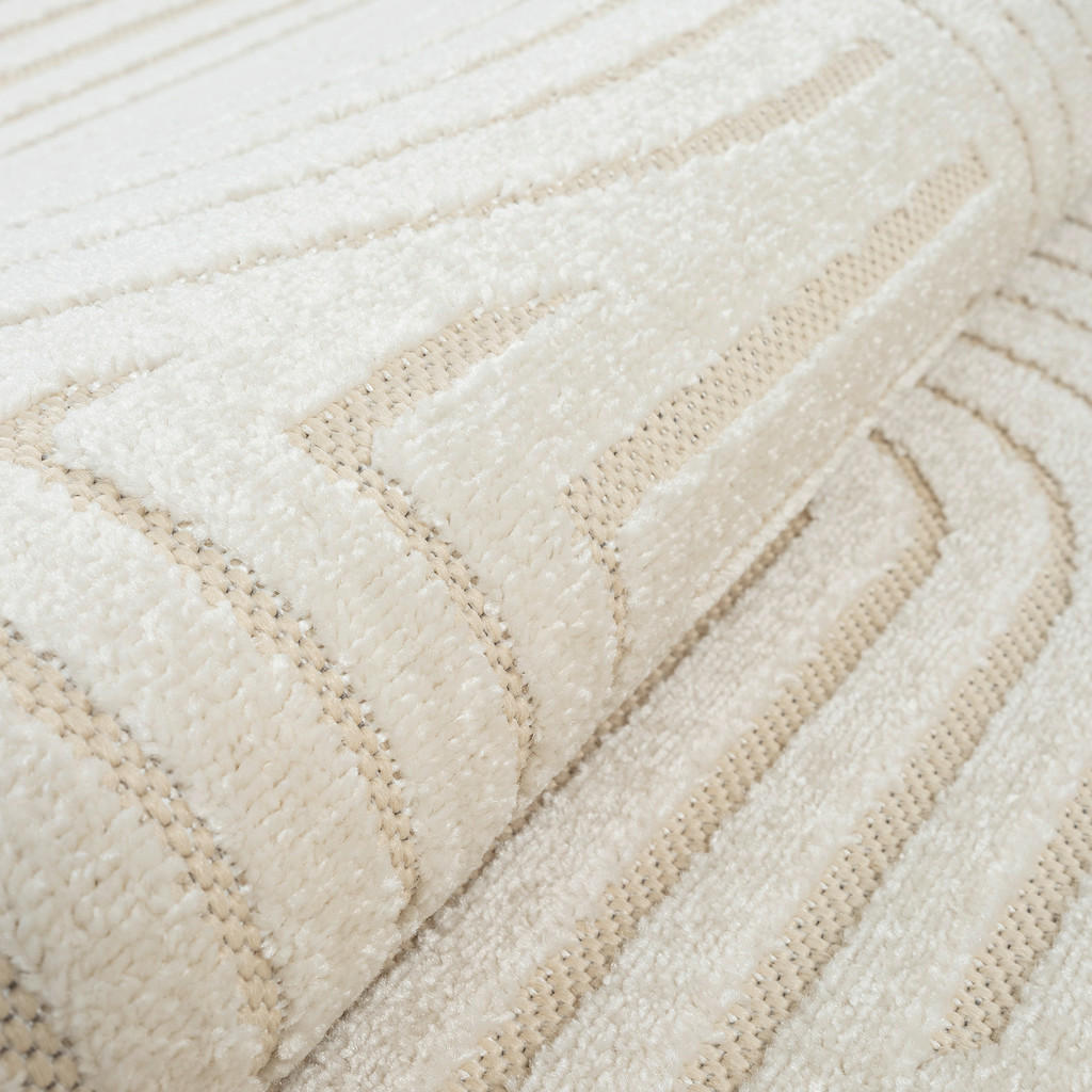 Thumbnail - Novel Outdoorteppich Berlin, Creme, Textil, Boho, rechteckig, 80x150 cm, für Fußbodenheizung geeignet, schmutzabweisend,...