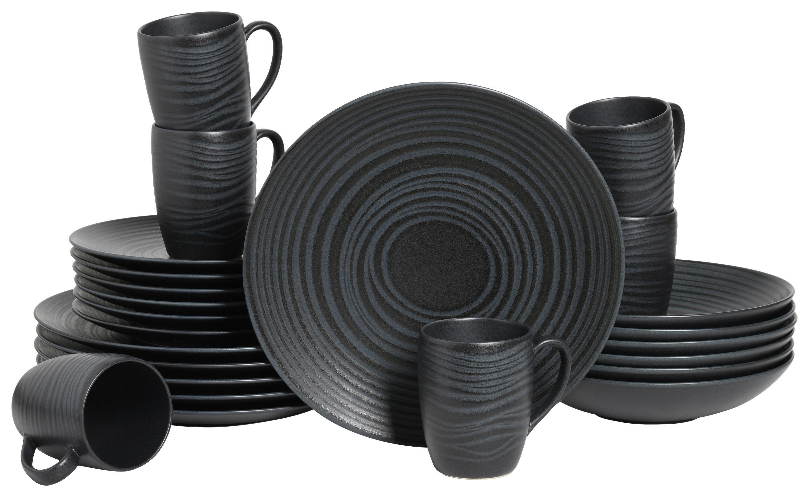 KOMPLETT SERVIS Lava Stone 24 delar  - svart, Basics, keramik - Creatable