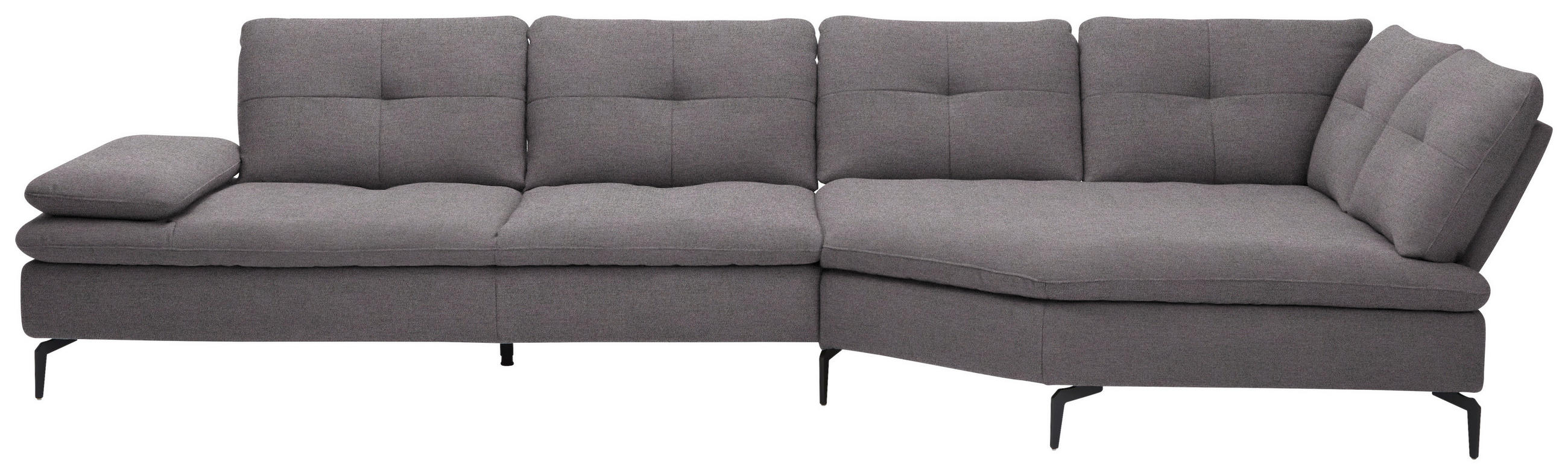 ECKSOFA in Flachgewebe Anthrazit  - Anthrazit/Schwarz, Design, Textil/Metall (344/157cm) - Chilliano