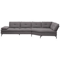 ECKSOFA in Flachgewebe Anthrazit  - Anthrazit/Schwarz, Design, Textil/Metall (344/157cm) - Chilliano