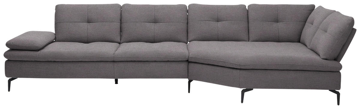 ECKSOFA in Flachgewebe Anthrazit  - Anthrazit/Schwarz, Design, Textil/Metall (344/157cm) - Chilliano