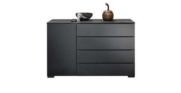 KOMMODE 120/77/40 cm in Anthrazit, Schwarz, Eiche dunkel - Eiche dunkel/Anthrazit, Design, Glas/Holz (120/77/40cm) - Dieter Knoll