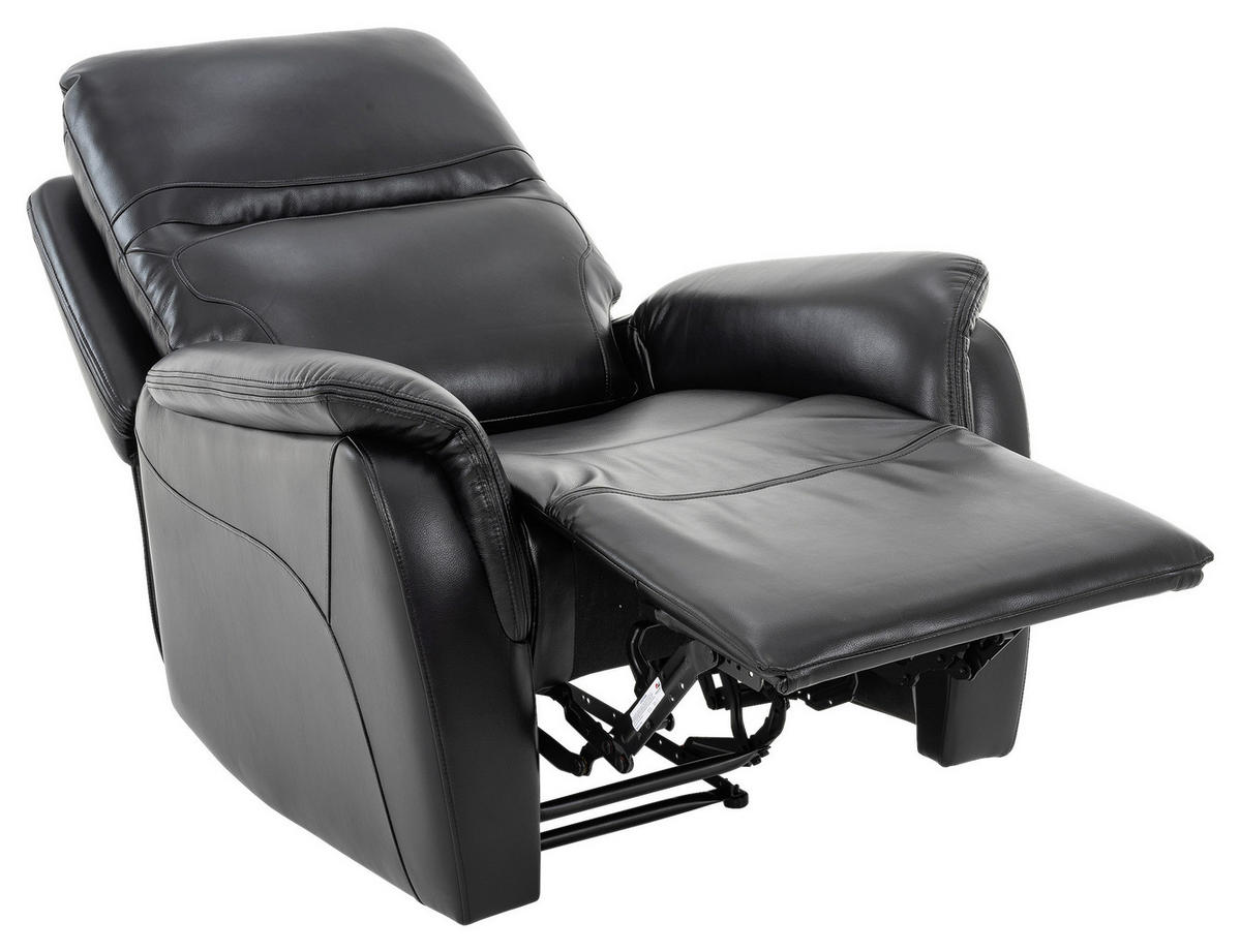 FERNSEHSESSEL  mit Lederlook Schwarz  - Schwarz, KONVENTIONELL, Kunststoff/Textil (86/107/91cm) - P & B