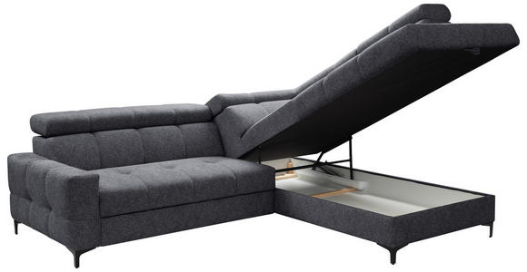 ECKSOFA in Struktur Anthrazit  - Anthrazit/Schwarz, MODERN, Textil/Metall (254/212cm) - Carryhome