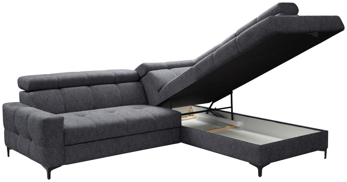ECKSOFA Anthrazit Struktur  - Anthrazit/Schwarz, MODERN, Textil/Metall (254/212cm) - Carryhome
