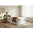 BOXBETT 70/200 cm,  in Creme, Matratze, gepolstertes Kopfteil, Bettkasten, Topper, H3 = fest  - Creme/Schwarz, Design, Holzwerkstoff/Kunststoff (70/200cm) - Esposa