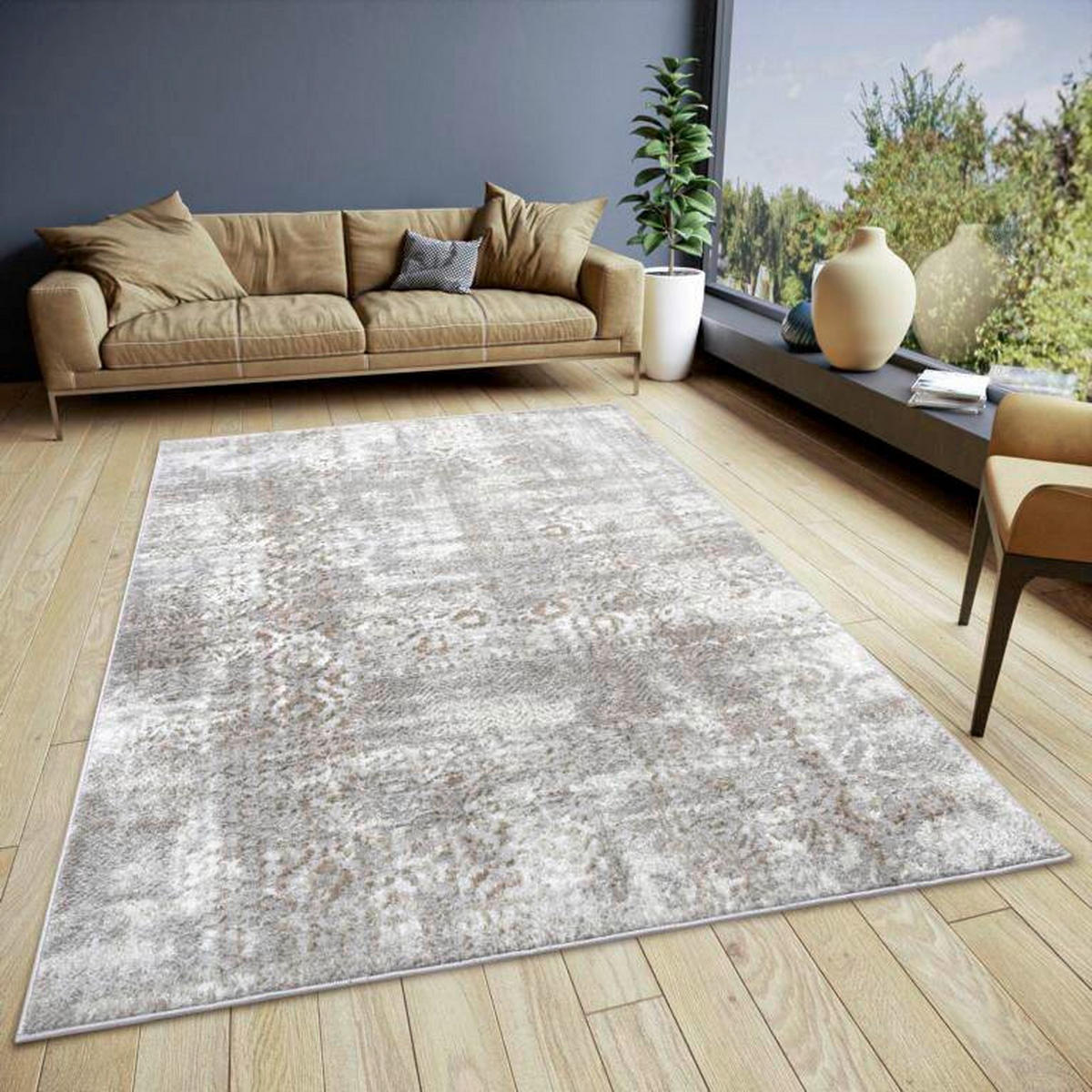 VINTAGE-TEPPICH 200/280 cm Shine Braun, Grau  - Braun/Grau, Design, Kunststoff (200/280cm)