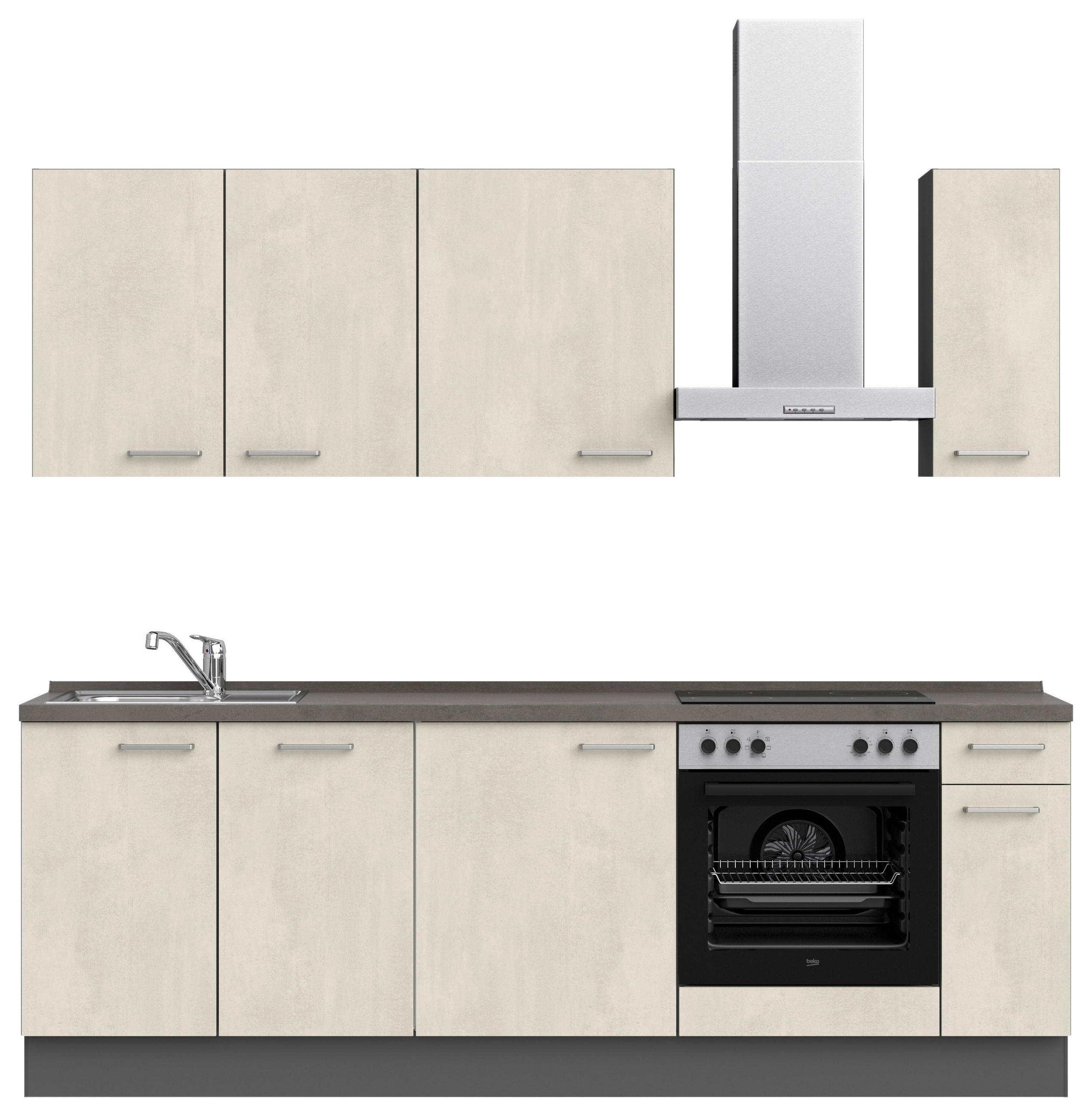 BUCĂTĂRIE FĂRĂ ELECTROCASNICE  - ardeziu/alb, Modern, metal/material pe bază de lemn (240cm) - Nobilia