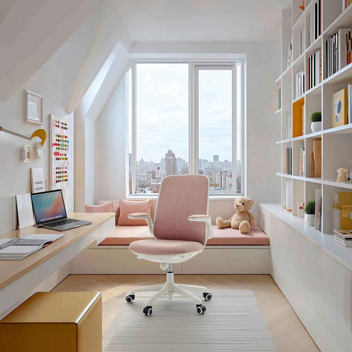 JUGENDDREHSTUHL Flachgewebe Pink  - Pink/Weiß, MODERN, Kunststoff/Textil (60/99/60cm) - MID.YOU