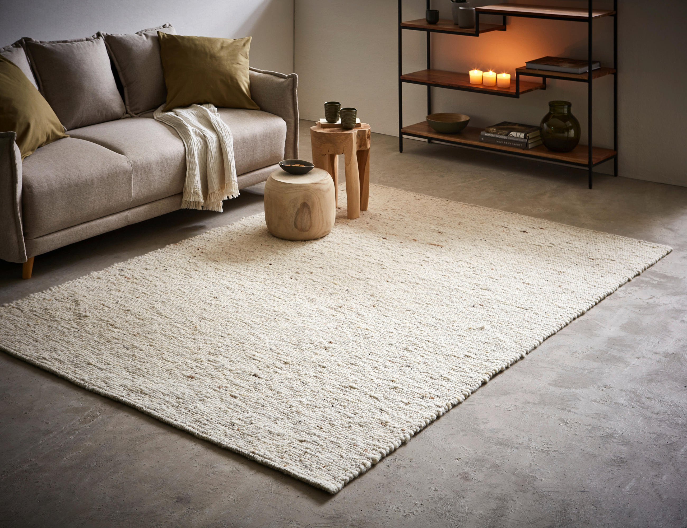 RUČNĚ TKANÝ KOBEREC, 60/110 cm, béžová - béžová, Basics, textil (60/110cm) - Linea Natura