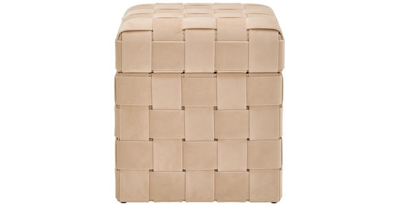 HOCKER in Textil, Holzwerkstoff Creme - Creme/Schwarz, Trend, Holzwerkstoff/Textil (40/43/40cm) - Xora