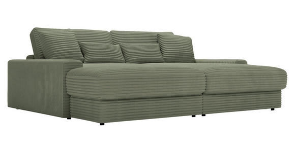 BIGSOFA in Cord Olivgrün - Schwarz/Olivgrün, MODERN, Kunststoff/Textil (230/85/190cm) - Carryhome