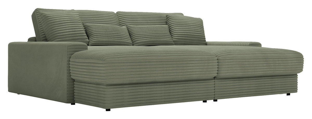 BIGSOFA in Cord Olivgrün  - Schwarz/Olivgrün, MODERN, Kunststoff/Textil (230/85/190cm) - Carryhome
