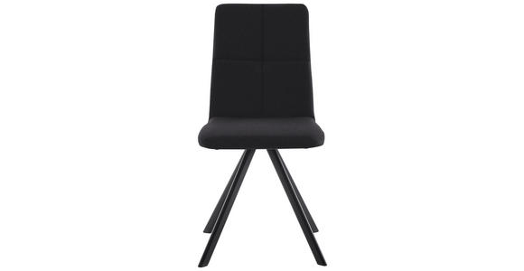 STUHL in Eisen Lederlook, Mikrofaser Metall, Textil - Schwarz, MODERN, Textil/Metall (47/92/60cm) - Cantus