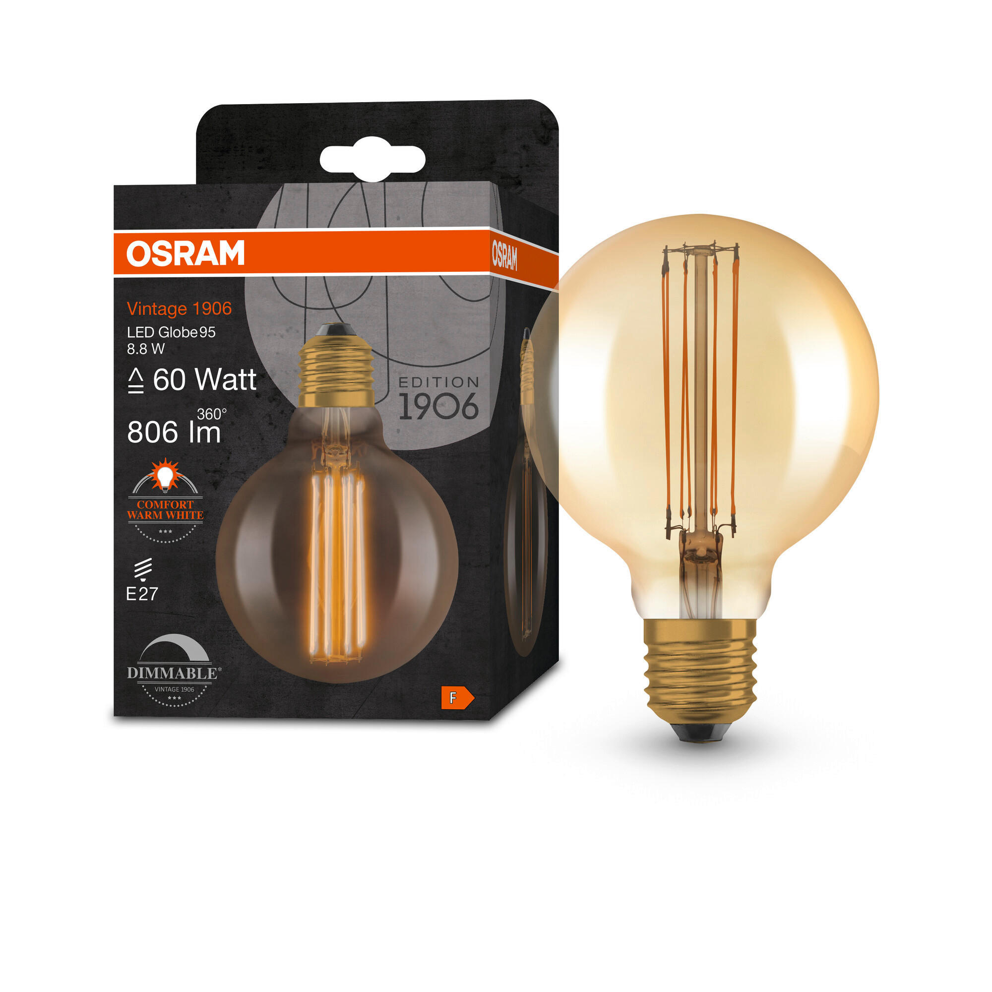 LED-LEUCHTMITTEL   E27 8,8 W 806 lm  - Goldfarben, Basics, Glas (9,5/13,8cm) - Ledvance