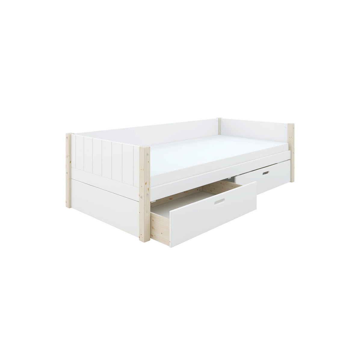 BETT in Weiß, Kieferfarben  - Weiß/Kieferfarben, MODERN, Holz (90/200cm) - Chameo