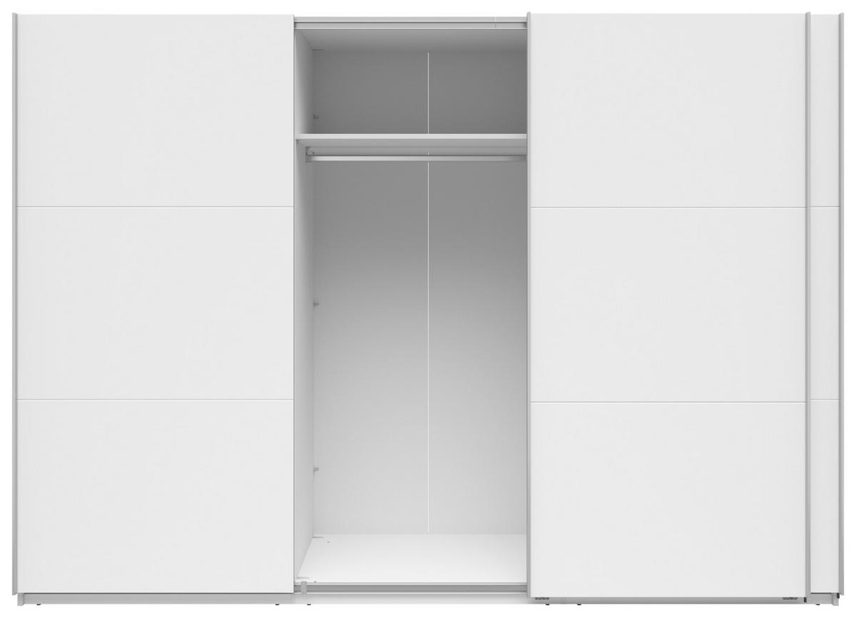 SCHWEBETÜRENSCHRANK 300/216/64 cm 3-türig Weiß  - Silberfarben/Weiß, Basics, Holzwerkstoff/Metall (300/216/64cm) - Boxxx