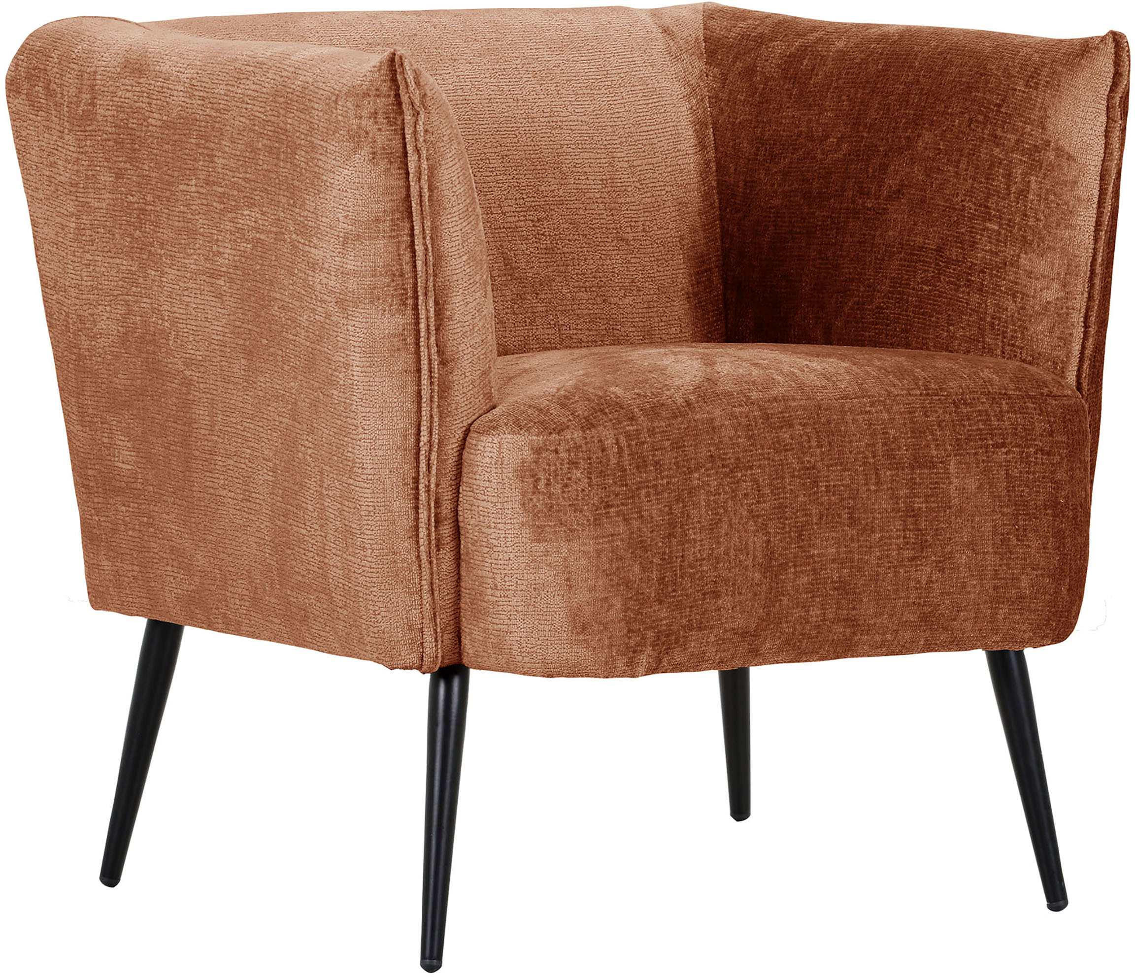 SESSEL in Chenille Braun  - Schwarz/Braun, Design, Textil/Metall (76/73/76cm) - Landscape