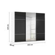 SCHWEBETÜRENSCHRANK 242/223/68 cm 3-türig Schwarz, Weiß  - Chromfarben/Schwarz, KONVENTIONELL, Glas/Holzwerkstoff (242/223/68cm) - Novel