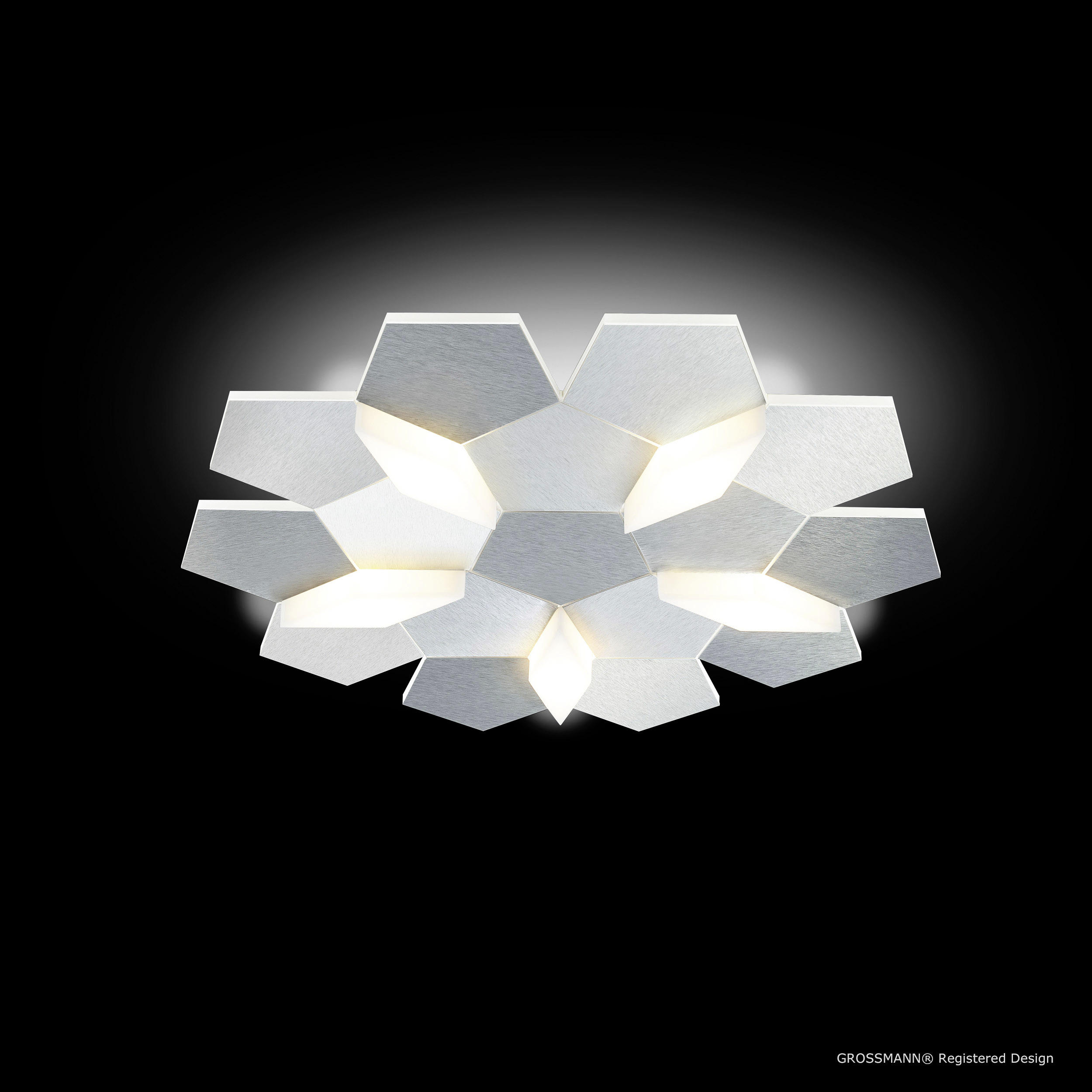 LED-DECKENLEUCHTE  - Alufarben, Design, Metall (44,6/42,4/7,4cm) - Grossmann
