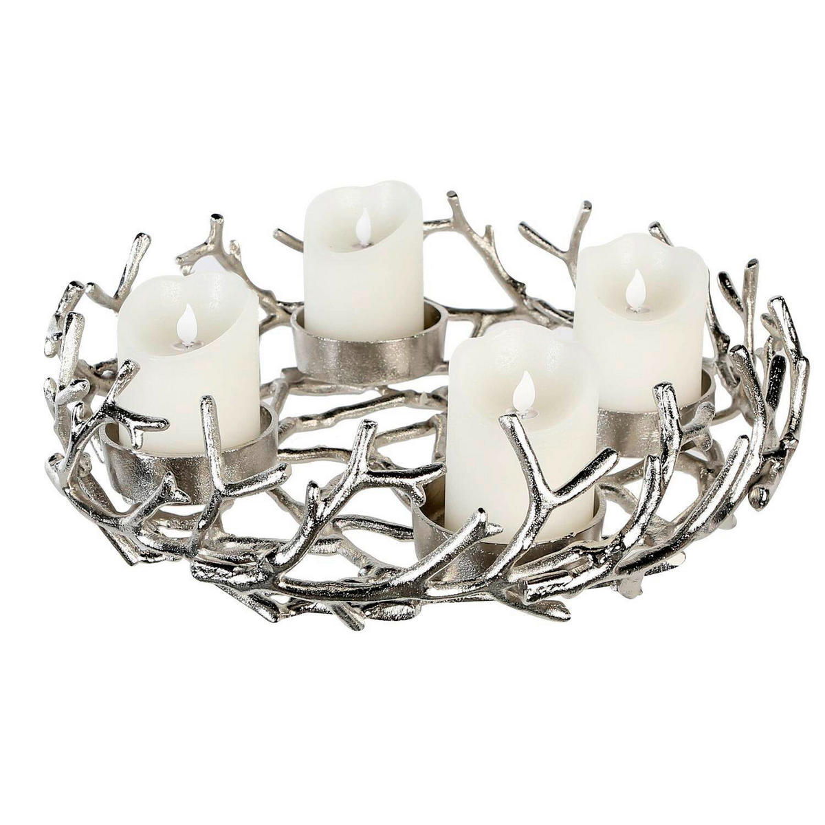 ADVENTSKRANZ  - Silberfarben, Basics, Metall (42/12cm)