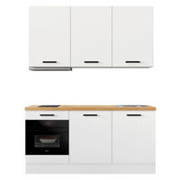 KÜCHENBLOCK 180 cm   in Weiß, Eichefarben  - Eichefarben/Schwarz, Basics, Holzwerkstoff/Metall (180cm) - Impuls