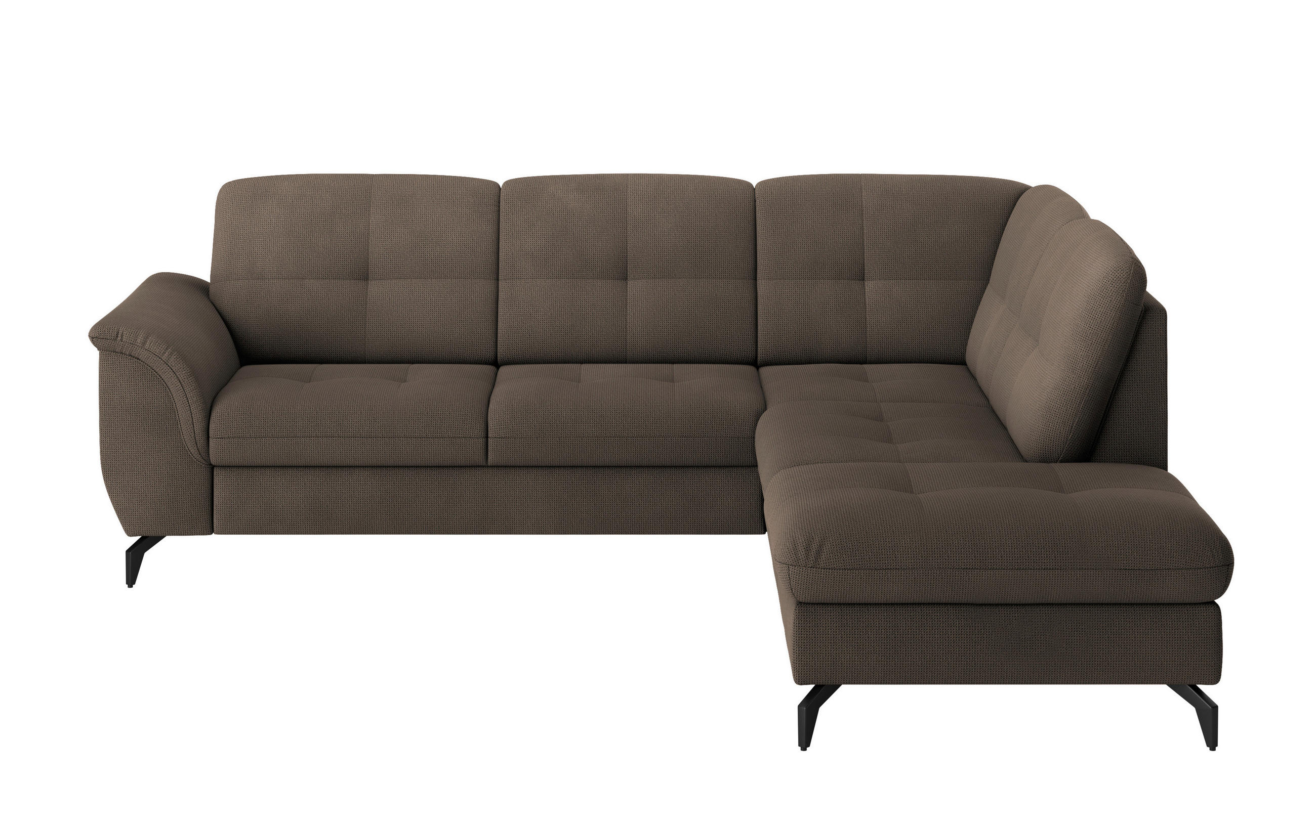 ECKSOFA in Flachgewebe Dunkelbraun  - Dunkelbraun/Schwarz, Modern, Textil/Metall (244/212cm) - Sit & More