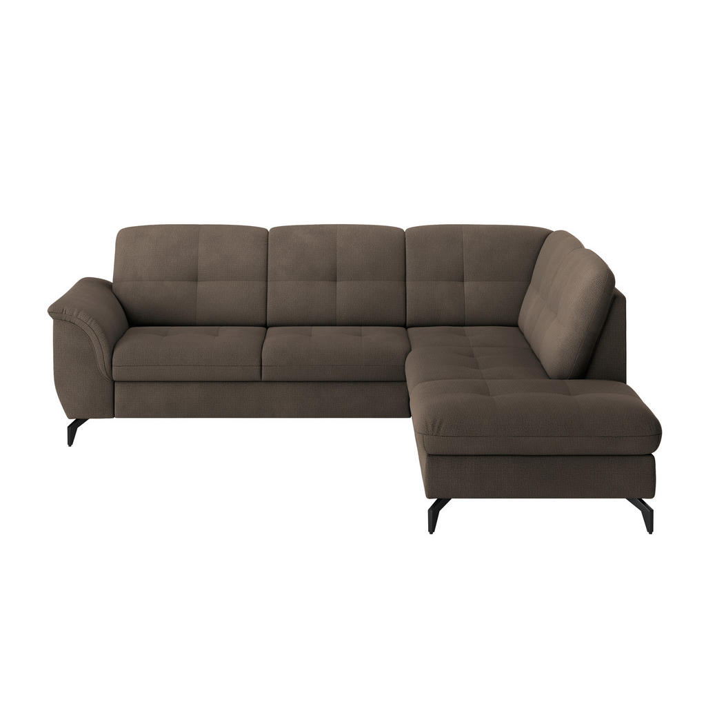 Thumbnail - Sit & More Ecksofa Zora E, Dunkelbraun, Textil, 5,5-Sitzer, Ottomane rechts, L-Form, 244x212 cm, Goldenes M, Oeko-Tex® S...