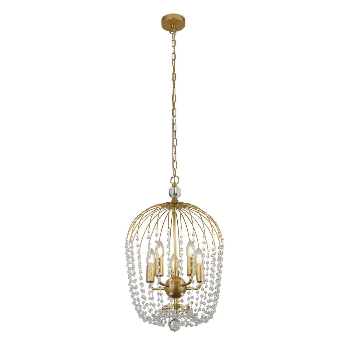 KRISTALNA VISEČA SVETILKA - zlate barve, Design, kovina/steklo (36/150cm)