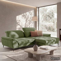 ECKSOFA  Webstoff Grün  - Schwarz/Grün, Design, Textil/Metall (268/195cm) - Livetastic